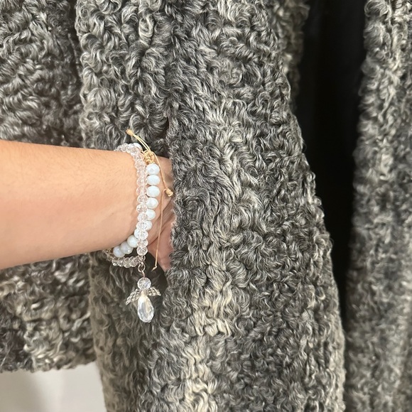 Gray Teddy/Lambs Jacket/Coat with Cozy Texture and Classic Silhouette. - Picture 8 of 16